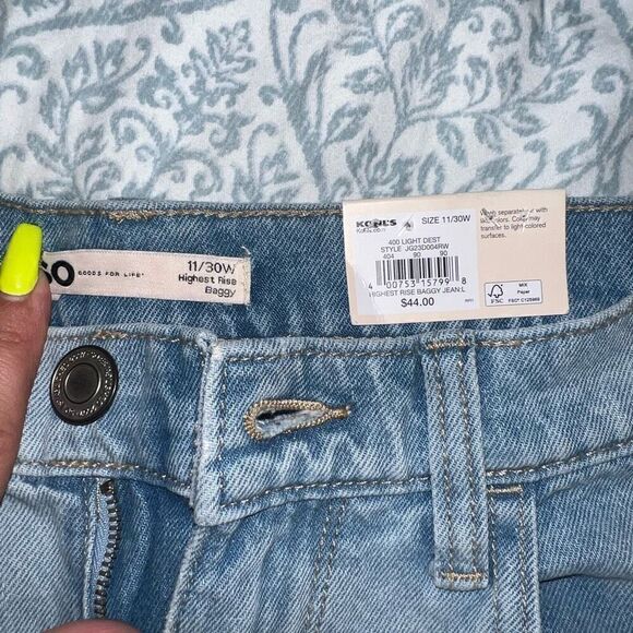NWT SO Highest Rise Distressed baggy Wide Leg jeans light dest size 11 30W - Picture 4 of 5
